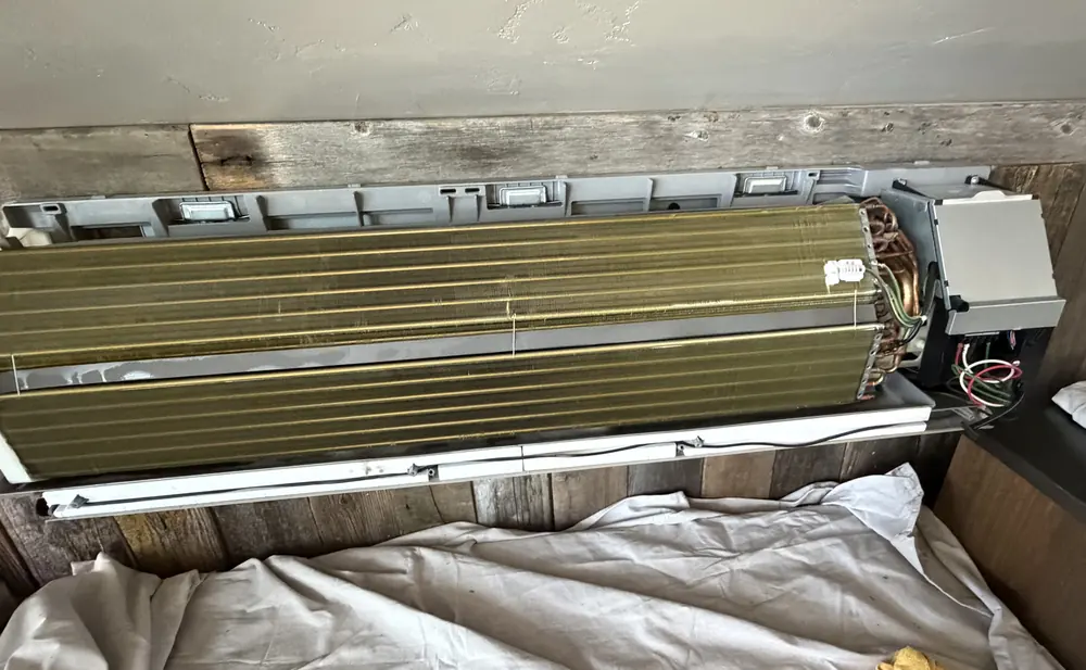 Mini split indoor coil after cleaning